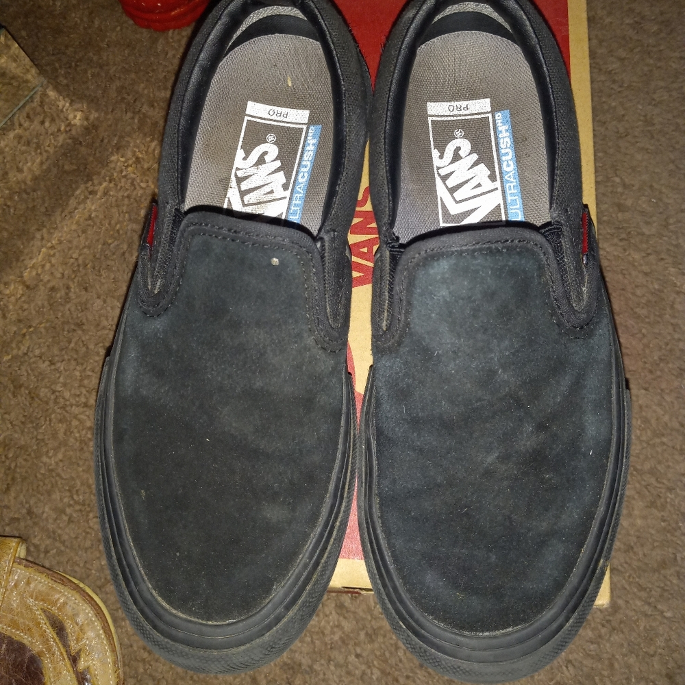 Converse black suede slip on